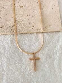1 stuk roestvrijstalen kruishangerketting, uniek koppelontwerp, geschikt voor dagelijks gebruik, cadeau voor vrienden en familie, vakantiecadeau