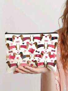 腊肠犬印花化妆包，休闲大容量收纳包，日常洗漱化妆包，多功能收纳包，轻便旅行手提包，好礼物，送给朋友的旅行纪念品，必备旅行收纳包，适合通勤、返校、旅行、野餐、露营、户外和探险化妆包化妆收纳包化妆收纳包化妆包化妆包旅行必需品包适合学校度假度假用品女士旅行包 - 查看 3