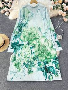 Váy sơ mi dài tay họa tiết hoa cổ điển cỡ lớn cho nữ - Nhiều màu - Xem 3