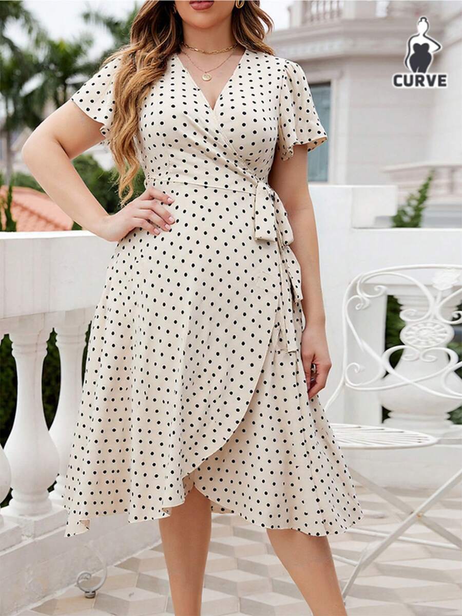 Plus Size Dresses - Beige - View 1