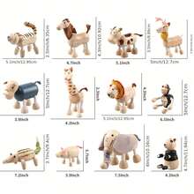 Wooden Simulation Wild Animal Toy Models Wooden Toys Handmade Decorations Birthday Gifts For Boys And Girls - Yellow - View 2