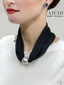 Elegant Ladies' Decorative Scarf And Neck Accessory - Polyester, Solid Color, Yarn-Dyed, Non-Elastic, Hand-Washable, Fashionable Black, Red, Green, Purple, White, Fashionable Neck Accessory, Fashionable Neck Accessory Polyester Fabric,It Is The Perfect Gift For Christmas Or Valentine's Day - White - View 2