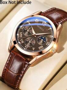 1pc Men's Business Wrist Watch Men Watches Top Brand Luxury Wristwatch Men's Clock Quartz Sport Watch Gift Men's PU Leather Band - Elegant & Comfortable Casual Watch