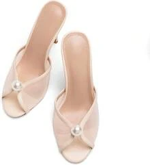 Mesh Mule Heels With 4 Inch Stiletto Heel - 米色 - 查看 5