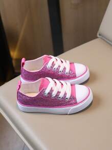 Bright Color Fashion Children's Canvas Shoes, Girls' Casual Flat Shoes, Girls' Sports Sneakers For Spring/Autumn - Pink and Purple - View 6