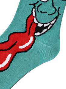 1 双男士卡通人物图案趣味袜子，适合日常休闲穿着，派对和社交活动的完美礼物，秋冬男女必备袜子 - 彩色 - 查看 5