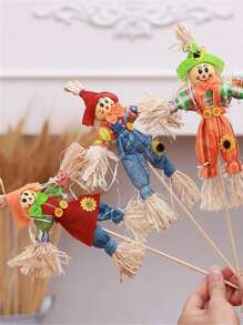 1 pièce Décoration d'épouvantail d'Halloween pour l'extérieur, style aléatoire, épouvantail d'automne de 30 cm pour la récolte. Décorations d'épouvantail debout pour le jardin, la maison, l'école, la cour, le porche, la décoration d'action de grâce