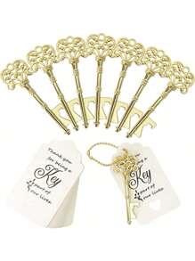 10/20/30/50 Pieces Key Bottle Openers, Vintage Skeleton Key Bottle Openers, Wedding Favors Bottle Openers With 20 Tag Cards And 20 Keychains (Gold)
