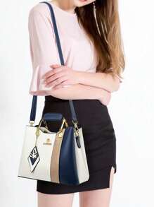 1pc Elegant Mom Shoulder Handbag With Top Handle And Crossbody Strap
