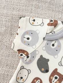 4 Pieces Infant Boy Girl 0-12 Months Casual Short Sleeves Cute Baby Bodysuits Four Seasons - Xám - Xem 5