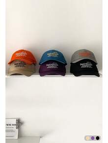 1 pieza Gorra de béisbol con bordado de letra, estilo primavera y verano para hombres y mujeres, tamaño de cabeza grande versátil, ala ancha para protección solar y estilización del rostro - Multicolor - Ver 2