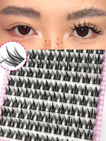 100 pezzi di ciglie finte naturali a forma di C, stile cane e ragazza pigra, serie di cartoni animati soffici e carini, adatti per principianti, ciuffetti di ciglie, grappoli di ciglie, ciglie singole, ciglie, ciglie finte