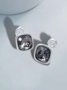 1pc Spanish Retro Style Plated Silver Crystal Drop Earrings, Suitable For Women Party, Banquet, Holiday Gift