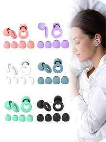 Tapones de silicona, tapones de oído aislantes de ruido, tapones de oído impermeables para nadar, tapones de oído de silicona reutilizables para dormir y nadar, reducción de ruido, tapones de oído para dormir y aislamiento de ruido, anti ronquidos, excelentes para dormir y estudiar, super aislamiento de sonido, reducción de ruido, tapones de oído para dormir, descanso en la oficina, tapones de oído aislantes de ruido para dormir, suministros para la siesta, suministros de viaje - Viene con dos pares de tapones de oído