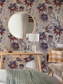 SUPSTICKER 3 件复古花卉、水果和鸟类图案墙面装饰贴纸（无粘合剂，用户需要购买胶水），适用于墙壁、浴室、橱柜、房间壁纸墙纸墙贴房间装饰 - 彩色 - 查看 9