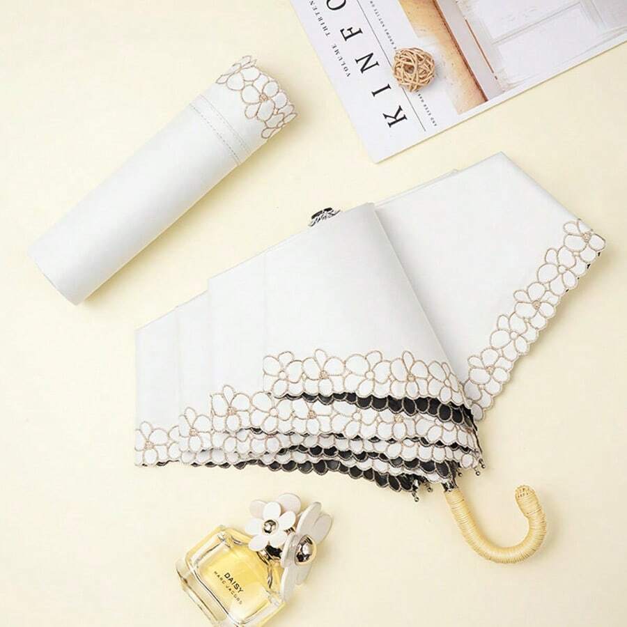 AIMECO Umbrellas And Rain Hat Umbrellas - White Embroidery - View 1