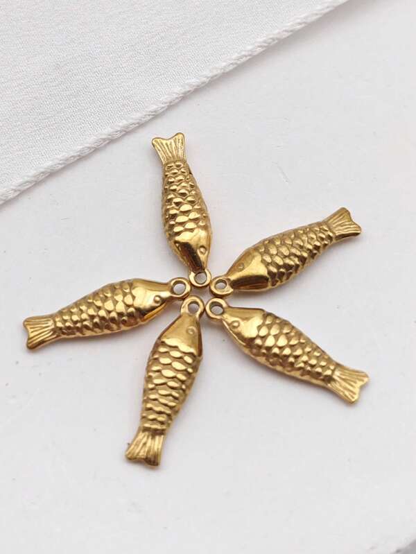 1 pièce/2 pièces/5 pièces Accessoire de pendentif thème océanique en acier inoxydable plaqué or DIY