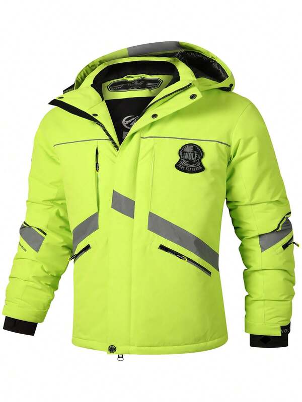 Jaqueta de Esqui de Inverno Masculina, Jaqueta de Esqui à Prova de Vento Grossa e Quente, Jaqueta de Softshell Grossa para Montanhismo com Capuz Masculina, Jaqueta de Esqui de Moda Casual Coreana Estilosa com Múltiplos Bolsos