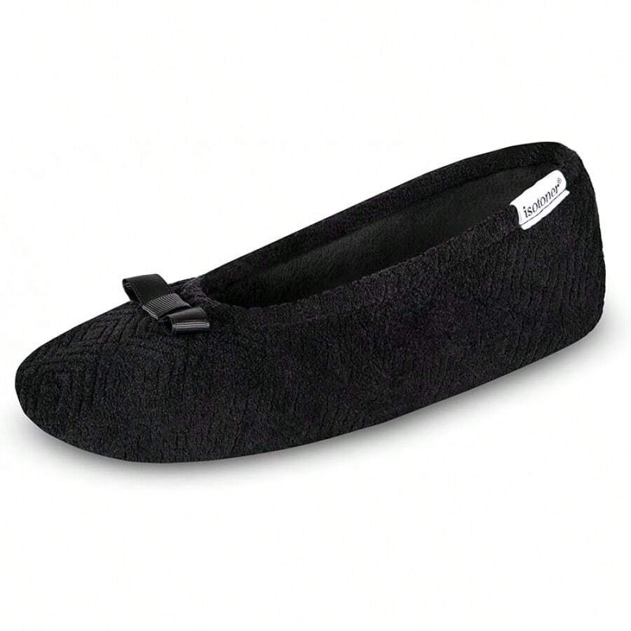 Isotoner Women's Diamond Microterry Ballerina Slippers2025 - Black Diamond - 查看 1