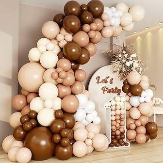 Set de 109 piezas de kit de arco de globos de estilo neutral, con globos de colores beige, crema y champán de diferentes tamaños para decorar bodas bohemias, baby showers, cumpleaños, ceremonias de mayoría de edad, decoraciones de fiesta de la selva y zoológico.