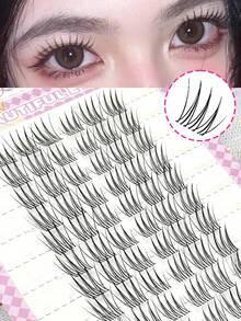 60 件自然 C 卷假睫毛 10-12 毫米，角色扮演睫毛适合女性眼睛、派对、俱乐部、化妆初学者、猫眼、扇形、超轻、万圣节睫毛化妆、圣诞节睫毛化妆睫毛簇、睫毛簇、单根睫毛、睫毛、假睫毛 - C - 查看 2