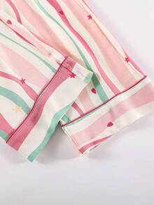 [PONX]2pcs/Set Women Soft Sleepwear Pajama Set, V-Neck Long Sleeve Top And Pants, Comfortable For Home Wear, Spring/Autumn, Fall Winter Clothes - Multicolor - View 9