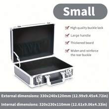 Caja de almacenamiento de aleación de aluminio, 42x30x15cm/33x24x12cm, estuche de herramientas impermeable, caja de equipos de metal portátil, equipaje de mano, contenedor de instrumentos portátil con esquinas reforzadas y resistente a golpes, adecuado para herramientas, ropa, zapatos, cosméticos, joyas, documentos, instrumentos, manualidades, fotos, etc. (2 tamaños disponibles) Bolsa para la escuela, accesorios escolares, artículos escolares