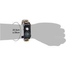 Pulsera tactica multifuncional de supervivencia al aire libre,AJUSTABLE,silbato,pedernal,navaja,brujula,,,6en1 - Negro - Ver 5