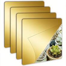 2/4/8/10pcs Combinable Wall Mirrors, Full Length Mirrors Suitable For Bedroom, Home Gym, Bathroom, Restroom - Gold - View 4