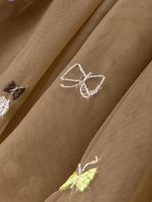 mini bala 2025 Spring Sweet Layered Tulle Skirt For Girls - Coffee Red Tone - View 5