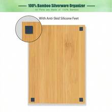 Organizador De Cubiertos De Bambu Para Cajones De Cocina Bandeja De Utensilios De 9 Pulgadas Para Cajon Pequeño Bandeja De Cubiertos Organizador De Madera Para Cubiertos Cuchillos 5 - Plata - View 4