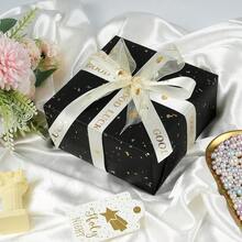 1 卷 - 哑光黑色和金色铝箔礼品包装纸，万圣节黑色纯色纸，礼品包装纸，非常适合婚礼、情人节生日、圣诞节、Y 花束、金属质感圣诞礼品包装纸、DIY 圣诞元素配饰装饰纸、纯色图案、哑光包装纸、万圣节、感恩节、冬季