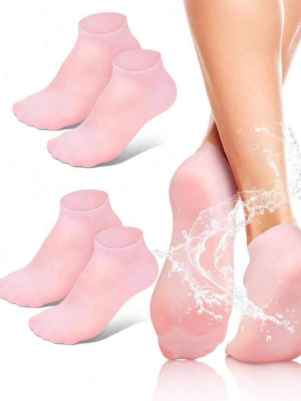 1 Peça Meias de Alívio Hidratante de Silicone, Meias de Pressão de Alta Absorção Elástica, Meias de Aloe Vera Reutilizáveis, Meias SPA Noturnas, Meias com Gel Antiderrapante para Calcanhar para Mulheres e Homens com Pele Seca, Pés Ásperos, Cuidados com os Pés em Casa, Usar com seus Loções e Cremes Favoritos