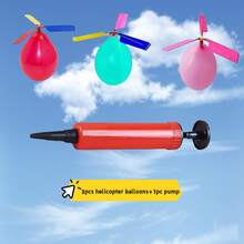 1pc/3pcs Helicopter Balloon - DIY Flying Propeller Balloon Toy, Suitable For Outdoor Party Games, Creative Plastic Toy Set For Teens 14 Years And Above, Includes Air Pump For Easy Inflation, Perfect Gift For Holidays And Birthday Parties (Balloon And Blade Colors Random) - Multicolor - View 11
