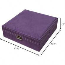 Purple Double Layered Lint Jewelry Box Organizer With Locking System - Purple(Lint) - View 2