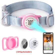 ThinkPet 1 pieza Collar inteligente de identificación para perros con etiqueta de identificación de mascota y función de recuperación - esencial para recuperar artículos perdidos, escanea el código QR del producto para hacer una llamada telefónica al propietario; Accesorios para perros, suministros para cachorros, collar para perros con funda protectora para AirTag
