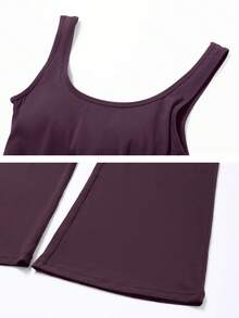 女士时尚无缝瑜伽连体衣，性感露背设计，舞蹈健身服，柔软舒适夏季运动紧身衣 - 紫色 - 查看 6