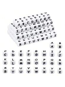 10 piezas Cuentas de silicona de 12 mm con letras - Kit de fabricación de joyas personalizado para pulseras DIY, collares, bolígrafos con cuentas, dijes y regalos - Accesorios de alta calidad para aficionados creativos a la manualidad - 26 cuentas de silicona con letras del alfabeto - Ver 5