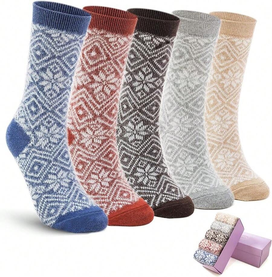 SISOSOCK 5 Pairs Fuzzy Soft Cozy Fluffy Socks Women, Casual Thick Plush Comfy Sleep Socks, Warm Winter Gifts Women - 多色-lb-1 - 查看 1