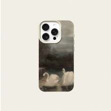 1 chiếc ốp lưng điện thoại TPU kiểu tranh vẽ cổ điển họa tiết thiên nga trang nhã, tương thích với iPhone/các dòng điện thoại khác. - trắng - Xem 5