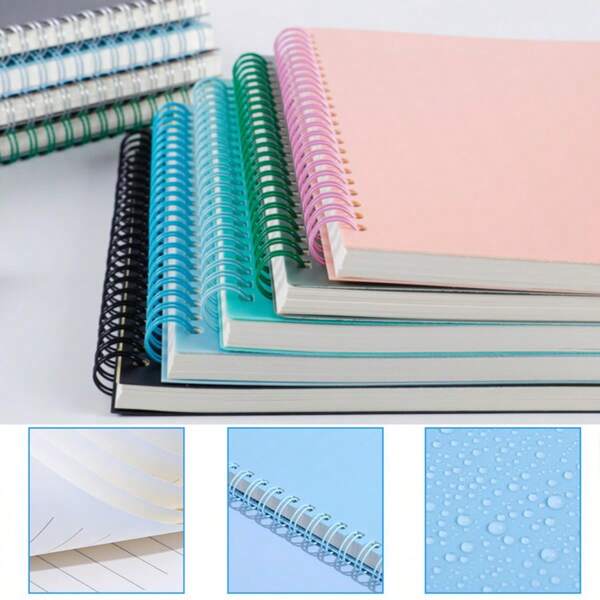 1 Stück A5 Notizbuch mit dicker strukturierter Beschichtung, horizontalen Linien, wasserbeständig, praktisch für Schüler zum Aufzeichnen von Hausaufgaben, spiralgebunden, Schulmaterial, Klassennotizen, Arbeitshefte, Tagebuch, Fehlersammlungen, Arbeitsnotizen, zufällige Farbe 1 Notizbuch (1 Buch, 60 Blatt/120 Seiten) Schulanfang