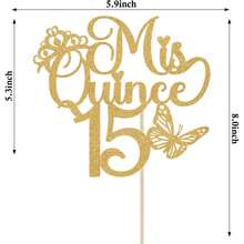 1pc Mis 15 Quince Cake Topper, Feliz 15 Anos,Cheers To 15 Years Old Cake Decor,Spanish Happy 15th Birthday Anniversary Party Decoration Supplies - Multicolor - View 10