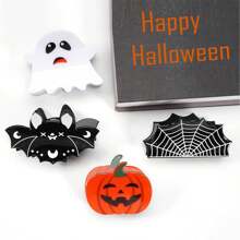 1/2/5pcs Halloween Hair Clips, Suitable For Women & Girls, Pumpkin, Spider Web, Bat, Acrylic Clips, Banana Clips, Non-Slip Halloween Hair Accessories