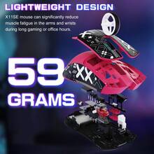 ATTACK SHARK X11SE Lightweight Wireless Gaming Mouse 59g, 3 Modes (2.4G/USB-C/Bluetooth), 22,000 DPI, PAW3311 Optical Sensor, 5 Programmable Buttons, 300mAh Battery, For PC - 莓果紅+貼紙 - 查看 2