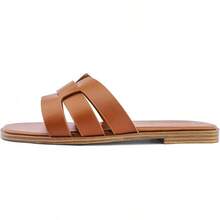 Dressy Summer Flat Sandals With Square Open Toe - màu nâu - Xem 8