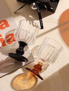 1 pieza Copa de vino francesa vintage y lujosa con pliegues, copa de champán de tallo alto para decoración del hogar, cenas familiares, fiestas de cumpleaños, ideal para Halloween, Navidad, regalos de cumpleaños - Multicolor - Ver 1