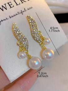 1pair Faux Pearl Dangle Earrings/Stud Earrings, Fashionable, Elegant, Classic, New, Luxury, Suitable For Any Occasions
