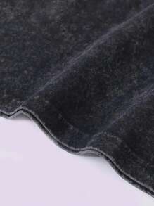 Japanese Cartoon Anime Dandadan Popular Letter Pattern Printed Boutique 230g Washed Cotton Vest, Single Piece, Men's Summer High-Quality Printed Cotton Retro Fashion Brand Loose, Soft And Comfortable Casual Black Vest, Suitable For Outdoor Wear In Summer, With A Certain Thickness, Used For Daily Wear And Friend Gifts, Back To School Gifts.