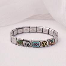 1PC Summer Casual Stainless Steel Bracelet, With Personalized Patterns Such As Pet Dogs And Beach Scenery, Suitable For Daily Wear