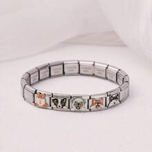 1PC Summer Casual Stainless Steel Bracelet, With Personalized Patterns Such As Pet Dogs And Beach Scenery, Suitable For Daily Wear